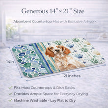 Load image into Gallery viewer, Orange Belton English Setter Coastal Sea Glass Dish Drying Mat