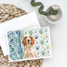 Load image into Gallery viewer, Orange Belton English Setter Coastal Sea Glass Greeting Cards Pack of 8