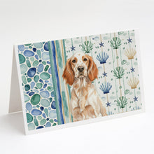 Load image into Gallery viewer, Orange Belton English Setter Coastal Sea Glass Greeting Cards Pack of 8
