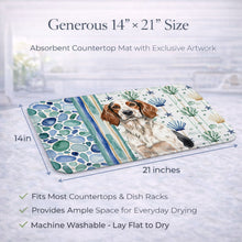 Load image into Gallery viewer, Tricolor English Setter Coastal Sea Glass Dish Drying Mat