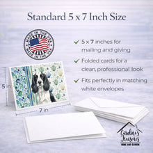 Load image into Gallery viewer, Black and White English Springer Spaniel Coastal Sea Glass Greeting Cards Pack of 8