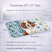 Load image into Gallery viewer, Liver and White English Springer Spaniel Coastal Sea Glass Dish Drying Mat