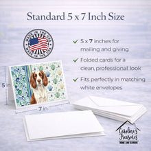 Load image into Gallery viewer, Liver and White English Springer Spaniel Coastal Sea Glass Greeting Cards Pack of 8
