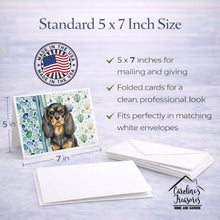 Load image into Gallery viewer, Black and Tan English Toy Spaniel Coastal Sea Glass Greeting Cards Pack of 8