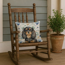 Load image into Gallery viewer, Black and Tan English Toy Spaniel Coastal Sea Glass Throw Pillow