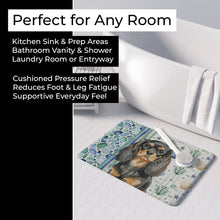 Load image into Gallery viewer, Black and Tan English Toy Spaniel Coastal Sea Glass Memory Foam Kitchen Mat
