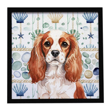 Load image into Gallery viewer, Blenheim English Toy Spaniel Coastal Sea Glass Framed Metal Print