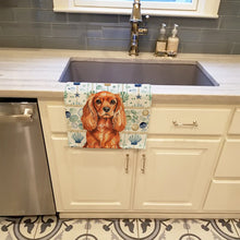 Load image into Gallery viewer, Ruby English Toy Spaniel Coastal Sea Glass Kitchen Towel