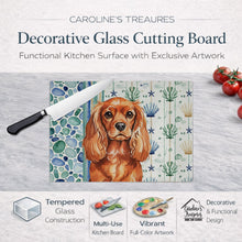 Load image into Gallery viewer, Ruby English Toy Spaniel Coastal Sea Glass Glass Cutting Board