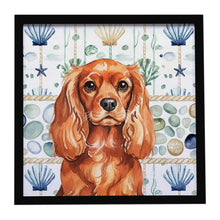 Load image into Gallery viewer, Ruby English Toy Spaniel Coastal Sea Glass Framed Metal Print