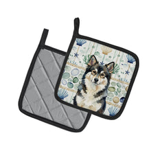 Load image into Gallery viewer, Finnish Lapphund Coastal Sea Glass Pair of Pot Holders