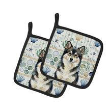 Load image into Gallery viewer, Finnish Lapphund Coastal Sea Glass Pair of Pot Holders
