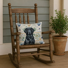 Load image into Gallery viewer, Black Flat-Coated Retriever Coastal Sea Glass Throw Pillow