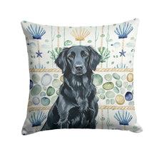 Load image into Gallery viewer, Black Flat-Coated Retriever Coastal Sea Glass Throw Pillow