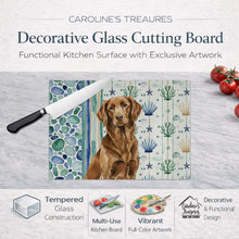 Load image into Gallery viewer, Liver Flat-Coated Retriever Coastal Sea Glass Glass Cutting Board