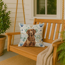 Load image into Gallery viewer, Liver Flat-Coated Retriever Coastal Sea Glass Throw Pillow