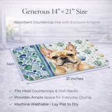 Load image into Gallery viewer, Fawn French Bulldog Coastal Sea Glass Dish Drying Mat