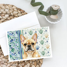 Load image into Gallery viewer, Fawn French Bulldog Coastal Sea Glass Greeting Cards Pack of 8