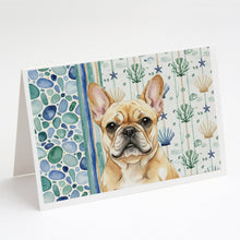 Load image into Gallery viewer, Fawn French Bulldog Coastal Sea Glass Greeting Cards Pack of 8
