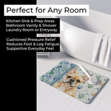 Load image into Gallery viewer, Fawn French Bulldog Coastal Sea Glass Memory Foam Kitchen Mat