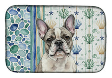 Load image into Gallery viewer, Pied French Bulldog Coastal Sea Glass Dish Drying Mat