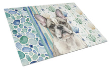 Load image into Gallery viewer, Pied French Bulldog Coastal Sea Glass Glass Cutting Board