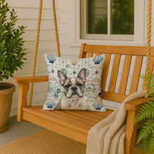 Load image into Gallery viewer, Pied French Bulldog Coastal Sea Glass Throw Pillow