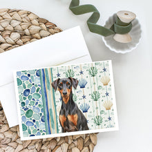 Load image into Gallery viewer, German Pinscher Coastal Sea Glass Greeting Cards Pack of 8