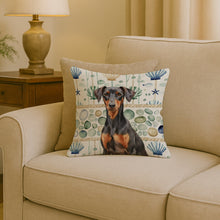 Load image into Gallery viewer, German Pinscher Coastal Sea Glass Throw Pillow