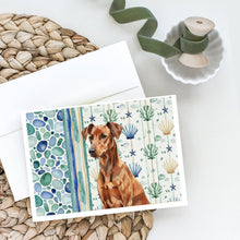 Load image into Gallery viewer, Red German Pinscher Coastal Sea Glass Greeting Cards Pack of 8