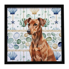 Load image into Gallery viewer, Red German Pinscher Coastal Sea Glass Framed Metal Print