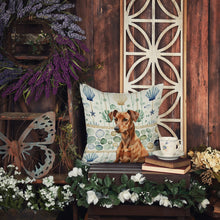 Load image into Gallery viewer, Red German Pinscher Coastal Sea Glass Throw Pillow