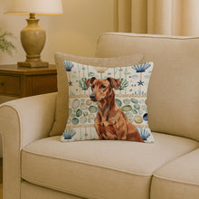 Load image into Gallery viewer, Red German Pinscher Coastal Sea Glass Throw Pillow