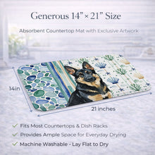 Load image into Gallery viewer, Black and Tan German Shepherd Coastal Sea Glass Dish Drying Mat