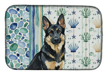 Load image into Gallery viewer, Black and Tan German Shepherd Coastal Sea Glass Dish Drying Mat