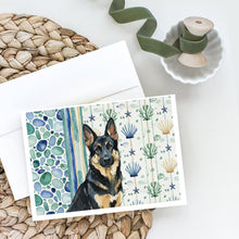 Load image into Gallery viewer, Black and Tan German Shepherd Coastal Sea Glass Greeting Cards Pack of 8