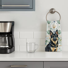 Load image into Gallery viewer, Black and Tan German Shepherd Coastal Sea Glass Kitchen Towel