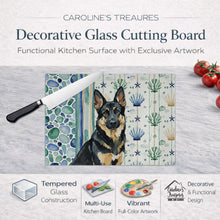 Load image into Gallery viewer, Black and Tan German Shepherd Coastal Sea Glass Glass Cutting Board
