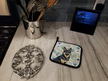 Load image into Gallery viewer, Black and Tan German Shepherd Coastal Sea Glass Pair of Pot Holders