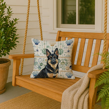 Load image into Gallery viewer, Black and Tan German Shepherd Coastal Sea Glass Throw Pillow
