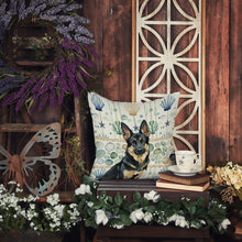 Load image into Gallery viewer, Black and Tan German Shepherd Coastal Sea Glass Throw Pillow