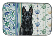 Load image into Gallery viewer, Black German Shepherd Coastal Sea Glass Dish Drying Mat
