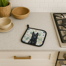 Load image into Gallery viewer, Black German Shepherd Coastal Sea Glass Pair of Pot Holders