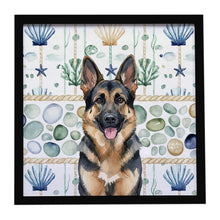 Load image into Gallery viewer, German Shepherd Coastal Sea Glass Framed Metal Print
