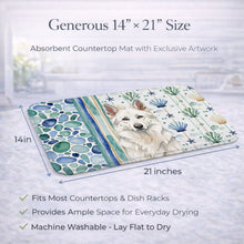 Load image into Gallery viewer, White German Shepherd Coastal Sea Glass Dish Drying Mat