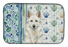 Load image into Gallery viewer, White German Shepherd Coastal Sea Glass Dish Drying Mat