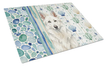 Load image into Gallery viewer, White German Shepherd Coastal Sea Glass Glass Cutting Board