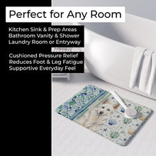 Load image into Gallery viewer, White German Shepherd Coastal Sea Glass Memory Foam Kitchen Mat