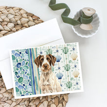 Load image into Gallery viewer, Liver and White German Wirehaired Pointer Coastal Sea Glass Greeting Cards Pack of 8