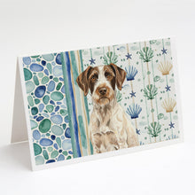 Load image into Gallery viewer, Liver and White German Wirehaired Pointer Coastal Sea Glass Greeting Cards Pack of 8
